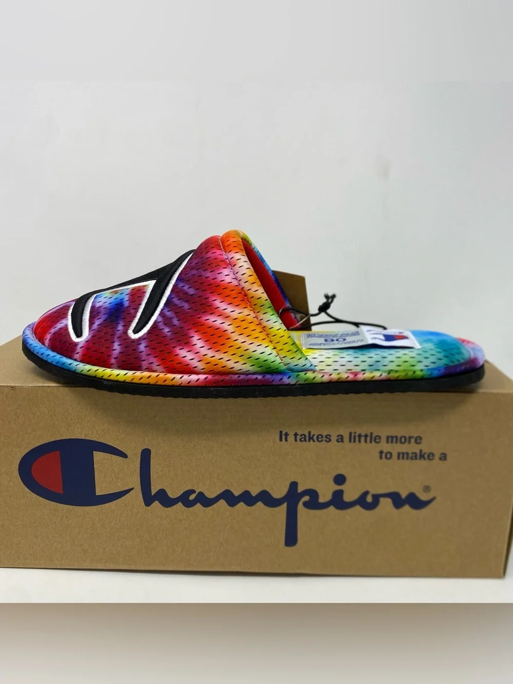 Champion Sleepover Sport Tie Dye Slippers Mens Size 8 CPS10351M Multi NIB